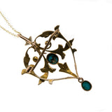 Seaside Days - Victorian 9K Gold Persian Turquoise & Natural Pearl Lavalier Brooch/Pendant (VICP102)