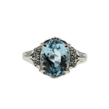 Sea Mist  - Vintage Platinum Aquamarine & Diamond Ring (VR796)