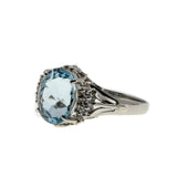 Sea Mist  - Vintage Platinum Aquamarine & Diamond Ring (VR796)