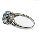 Sea Mist  - Vintage Platinum Aquamarine & Diamond Ring (VR796)