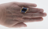 Linear Lines - Vintage 14K Gold Sodalite Modernistic 'Cubism' Cocktail Ring (VR798)