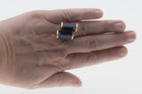 Linear Lines - Vintage 14K Gold Sodalite Modernistic 'Cubism' Cocktail Ring (VR798)