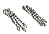 Sway - Vintage Rhodium Plated Crystal Rhinestone Dangly Clip-On Earrings (VE331)