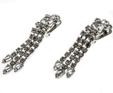 Sway - Vintage Rhodium Plated Crystal Rhinestone Dangly Clip-On Earrings (VE331)