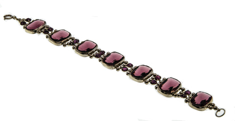 Plum Hues - Vintage Sterling Silver Crystal Rhinestone Bracelet (VB073)
