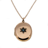 Victorian Rays - Victorian 9K Rose Gold Star Set Paste Locket & Chain (VICP103)