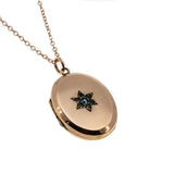 Victorian Rays - Victorian 9K Rose Gold Star Set Paste Locket & Chain (VICP103)