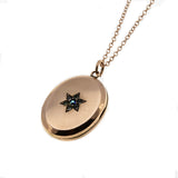 Victorian Rays - Victorian 9K Rose Gold Star Set Paste Locket & Chain (VICP103)