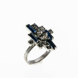 Art Deco Revival - Vintage Rhodium Plated Crystal Rhinestone Ring (ER276)