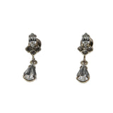 Raindrops - Vintage Rhodium Plated Crystal Rhinestone Dangly Earrings (VE342)