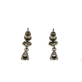 Raindrops - Vintage Rhodium Plated Crystal Rhinestone Dangly Earrings (VE342)