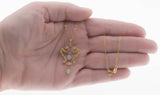 Enchantment - Vintage 9K Gold Natural Australian Opal & Genuine Pearl Lavalier Pendant (VP145)