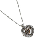 Heart Beat - Vintage 10K White & Rose gold Diamond Heart Trembler Pendant & 14K Chain (VP144)