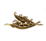 Lily Of The Vally - Vintage Marcel Boucher Gold Plate Cultured Pearl Brooch (VBR155)