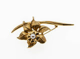 Bonneville  - Vintage Marcel Boucher Gold Plate Cultured Pearl Flower Brooch (VBR156)