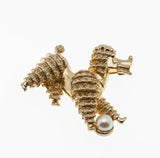 Playful Pooch - Vintage Marcel Boucher Gold Toned Cultured Pearl Poodle Playing With Ball Brooch (VBR159)