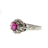 Ruby Resonance - Vintage Platinum Natural Ruby & Diamond Ballerina Ring (VR688)