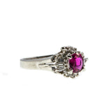 Ruby Resonance - Vintage Platinum Natural Ruby & Diamond Ballerina Ring (VR688)