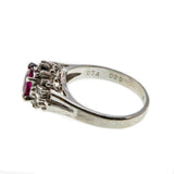 Ruby Resonance - Vintage Platinum Natural Ruby & Diamond Ballerina Ring (VR688)