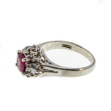 Ruby Resonance - Vintage Platinum Natural Ruby & Diamond Ballerina Ring (VR688)