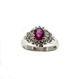 Ruby Resonance - Vintage Platinum Natural Ruby & Diamond Ballerina Ring (VR688)