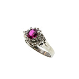 Ruby Resonance - Vintage Platinum Natural Ruby & Diamond Ballerina Ring (VR688)