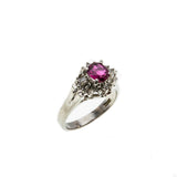 Ruby Resonance - Vintage Platinum Natural Ruby & Diamond Ballerina Ring (VR688)