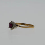 Vintage 10K Gold Natural Ruby & Diamond Ring (VR689)