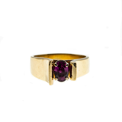 Ruby Sophistication - Vintage 14K Gold Natural Ruby Bespoke Ring (VR696)