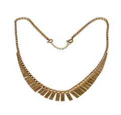 Cleopatra's Muse - Vintage Ancient Egyptian Revival 9K Gold Fringe Necklace (VN137)