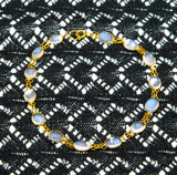 Moonbeams - Vintage 18K Gold Natural Ceylon Moonstone Tennis Bracelet (VB069)