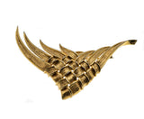 Woven Feathers Of Gold - Vintage Marcel Boucher Gold Plate Feather Brooch (VBR165)