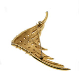 Woven Feathers Of Gold - Vintage Marcel Boucher Gold Plate Feather Brooch (VBR165)