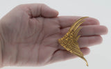 Woven Feathers Of Gold - Vintage Marcel Boucher Gold Plate Feather Brooch (VBR165)