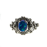 Peacock's Pride - Estate Sterling Silver Blue Opal Ring (ER241)