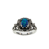 Peacock's Pride - Estate Sterling Silver Blue Opal Ring (ER241)