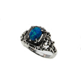 Peacock's Pride - Estate Sterling Silver Blue Opal Ring (ER241)