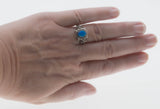 Peacock's Pride - Estate Sterling Silver Blue Opal Ring (ER241)