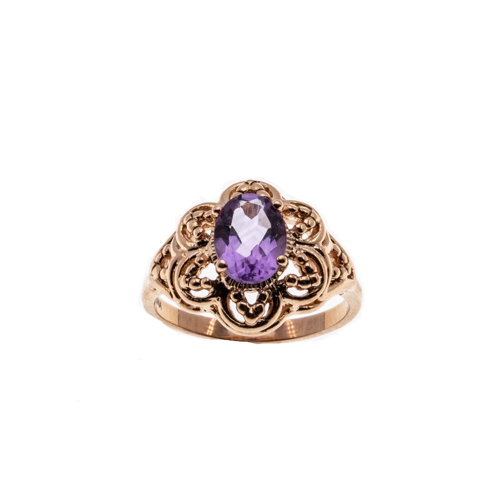Blooming tear amethyst ring in rose gold plating