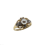 Luminous - Vintage 10K Gold Cultured Pearl & Diamond Ring (VR712)