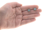 Color Play - Vintage Sterling Silver Opal & Diamond Stud Earrings (EE196)