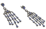 Exotic Waterfalls - Vintage Sterling Silver Rose Cut Diamond & Tanzanite Chandelier Earrings (VE150)