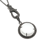 Through The Looking Glass -  Vintage Sterling Silver Rose Cut Diamond & Rock Crystal Round Pendant (VP059)