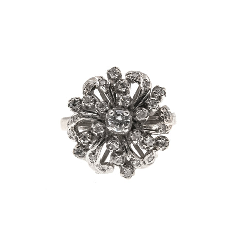 Whirlwind - Art Deco Palladium Diamond Cluster Cocktail Ring (ADR184)