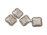 Dashing  - Art Deco Sterling Silver Hand Hammered & Engraved Cufflinks (ADA021)