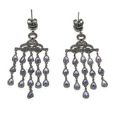 Exotic Waterfalls - Vintage Sterling Silver Rose Cut Diamond & Tanzanite Chandelier Earrings (VE150)
