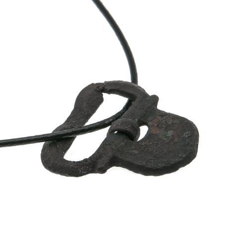 Fastener Of Antiquity - Medieval 12th - 15th Century Bronze Buckle Pendant (PGP175)