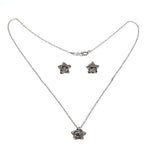 Little Darlings - Vintage Retro 14K White Gold Blossom Pendant & Earring Set (VP053)