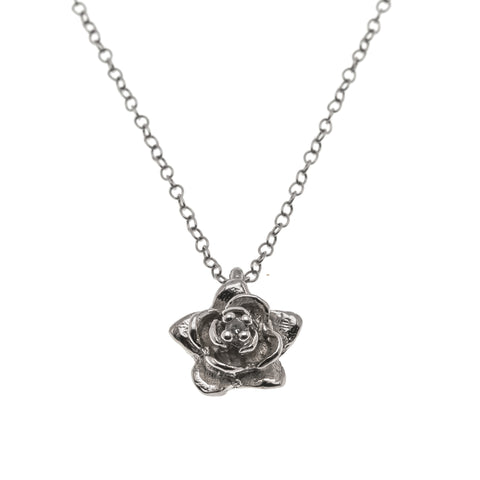 Little Darling - Vintage Retro 14K White Gold Natural Diamond Blossom Pendant & Chain (VP053)