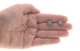 Color Play - Vintage Sterling Silver Opal & Diamond Stud Earrings (EE196)